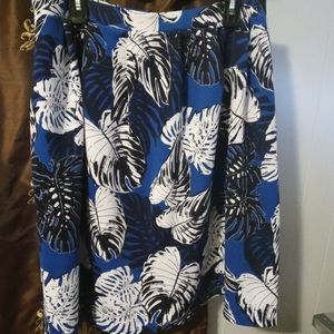 Blue with white flowers skirt.